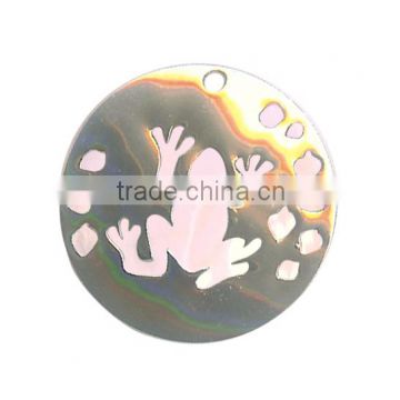 Pink Frog Charm Pendant Natural Green Abalone Paua Seashell Frog Pendant Wholesale Frog Mood Necklace