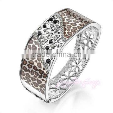 Luxury leopard white gold crystal enamel latest design daily wear bangle