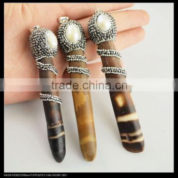 LFD-0100P ~ Wholesale Sea Urchin & Natural Pearl Pendant, Rhinestone Crystal Paved Druzy Charm Pendants Jewelry Making