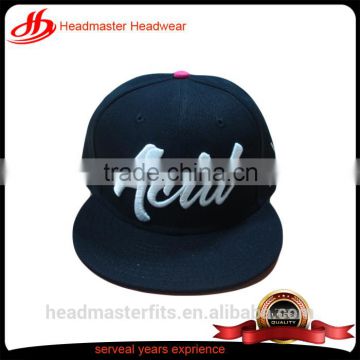 quality 3D character embroidery 100% acrylic black snapback caps