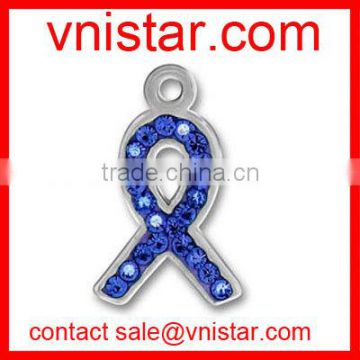 vnistar metal alloy medical alert cancer awareness blue ribbon charms for bracelet TC190-5