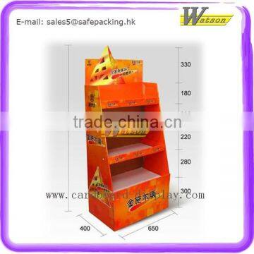 Floor 3 Shelves Stand Paper Promotion Supermarket Layer Display