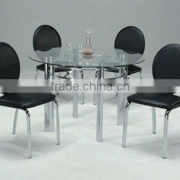 Modern Dining Set/ Black Dining Round Glass Table and Black Chair