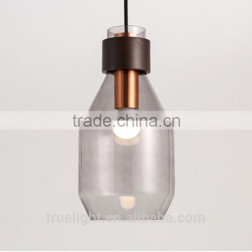 glass hanging light fixtures with copper socket cup for modern shops china supplier