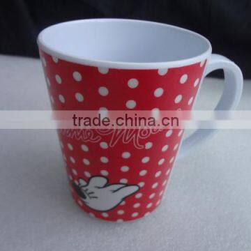 Plastic melamine mug and cup with handle