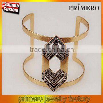 Retro Punk Style Cuff Bangles Gold Plated Geometry Hollow Bracelet Charm Jewelry