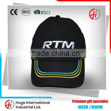 Hot!!! High Quality Durable Embroidery Outdoor Sport Curve Custom promotional Black Colour Cotten-dacron textile Baseball Hat