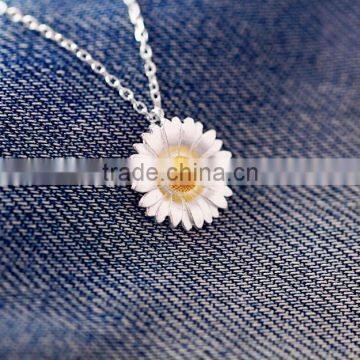 Sterling silver gold tiny daisy pendant fashion drop necklace jewlry for girls gift