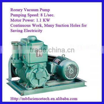 Rotary Vane Vacuum Pump, Model: 2X-8A, Pumping Speed: 8L/sec., Motor Power: 1.1KW, Continuous Work, Many Suction Holes