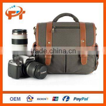 Fashion canvas pu leather dslr camera bag