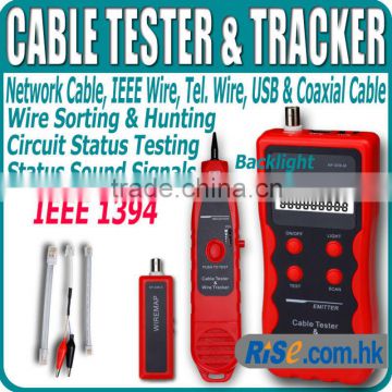 LAN Phone wire USB coaxial 1394 RJ45 RJ11 BNC Tracker Network Cable Tester