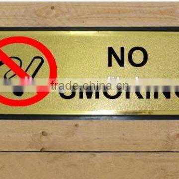 golden foil no smoking sign board