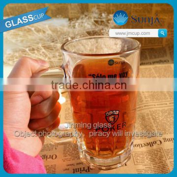 Clear Glass Beer Mug Auto-Machine Made Beer Mug Handle Drinking