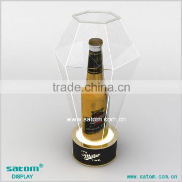 Built-in Light Base Clear Dome Acrylic Wine Bottle Holder