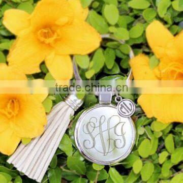 Monogrammed Tassel Key Chain