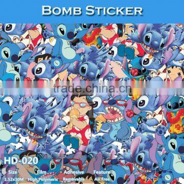 HD-020 CARLIKE Air Bubble Free Cartoon Car Vinyl Sticker Bomb Automobile Wrapping