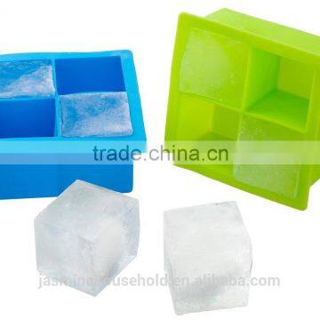 BPA Free Flexible 4-Cup Large Square Silicone Ice Cube Trays For Whisky