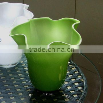 Two layer green colour glass vases