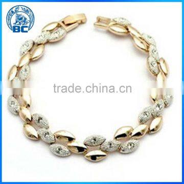 Color Retention Gold Color Upscale Jewelry Flash Diamond Bracelet Wheat