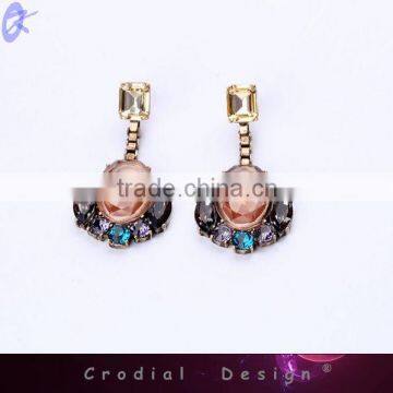 2014 Jewelry Fashion Latest Design Rhinestone Large Stone Drop Earring For School