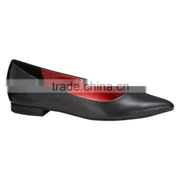 Hot sale style High Heel Pointed toe low heel classic ladies breatheable PU lining comfortable black sheep skin pump shoes