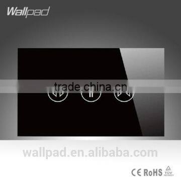 2015 Wallpad LED Black Crystal Glass 110~250V US/Australia Standard Electrical Soft Touch Power Window Curtain Blinder Switch