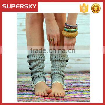 A-93 girl ruffle lace boot socks leg warmers with lace trim button slouchy lace leg warmers