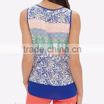 2016 Boho Clothing Curved Dolphin Hem Colourful Print Women Tank Top photo-3