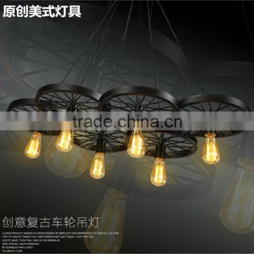 Nice Design Iron Pendant Led Light E27 Base Creative Wheel Led Pendant Lamp