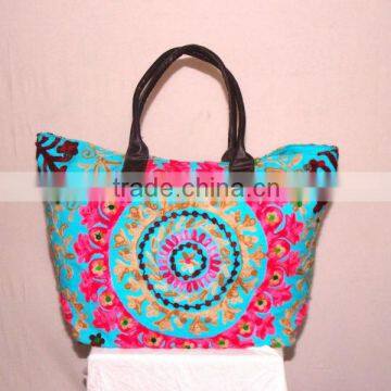 Sujani Embroiedary Leather Handle Bag photo-2