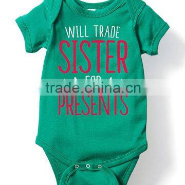 2016 Hot Sale Button Cotton Infant Bodysuit Letter Printed Baby Girl Jumpsuit Green Summer Kids Clothing G-NPRR90628-26