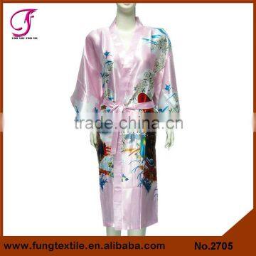 2705 Long Design Women Beautiful Girl Pattern Silk Floral Kimono