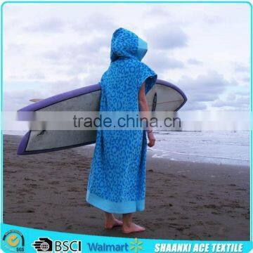 Custom design leopard velour printing woman surf beach towel poncho