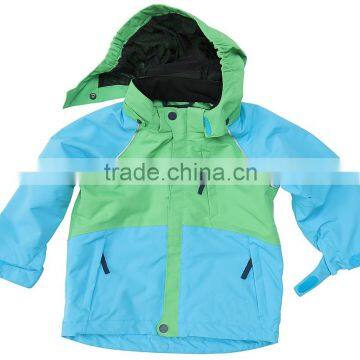 Children softshell jacket taslon windproof with detachable hood reflect print chest zip