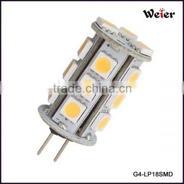 Jiashan weier lighting producing 18smd 5050 CRI>80 led 24v g4 3w led light