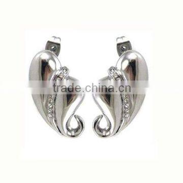 New arrival 316L stainless steel jewelry cuff earrings highpolish charming jewelry heart shaped (LE3208)