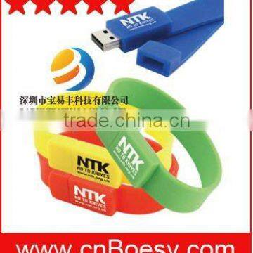 Colorful customized silicone usb drive wristband usb2.0