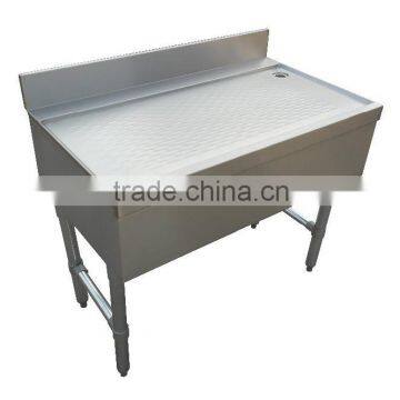 NSF Approval Stainless Steel Bar Table with Full Drain Board /Bar Table