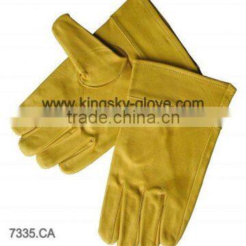 Gold color cow grain leather working glove