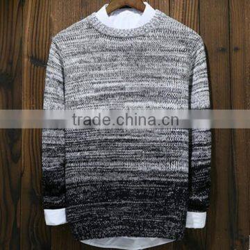 latest high men quality wool gradient autumn pullover sweater, men fashion round neck sweater pullover wholesale