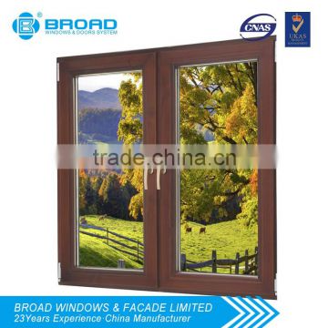 BROAD wood clad color aluminum double casement window