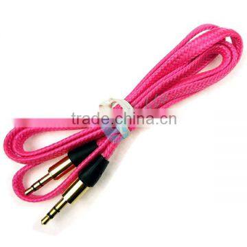 For Ipod MP3 3.5mm Flat Audio Stereo Cord Shoelace Car Audio AUX Cable