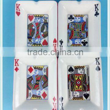 handmade ceramic poker ashtary with poker design in different logo