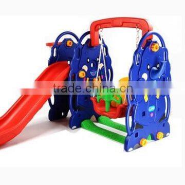 Cheap elephant plastic swing and slide combination for nursery school