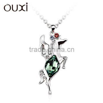 OUXI Flying Horse Rhodium Plated Crystal 2015 Latest Design Necklace Fashion Jewellery 10964