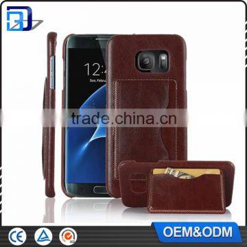 Hot ! Crazy Horse Pattern Leather Skin With Card Holder Stand Back Cover For Samsung Galaxy S7 Edge G935 Case phone accessories