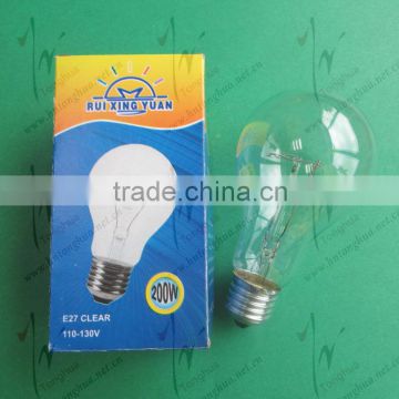 40W, 60W, 100W, 200W Clear Bulb, A55,A60, A70 E27/B22, 110-130V, 220-240V