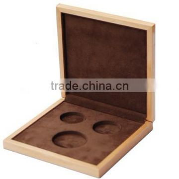 Plain wood coin box with soft velvet inside