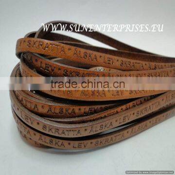 Flat Nappa Leather cords with name -5mm brown