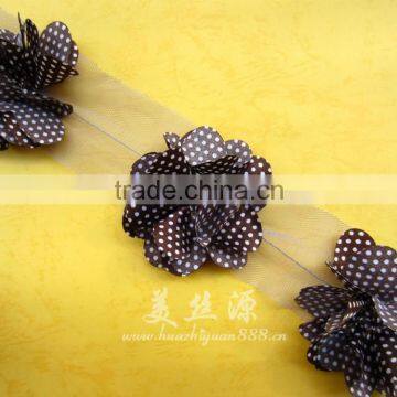 flower printed chiffon contton trim for decoration dresses